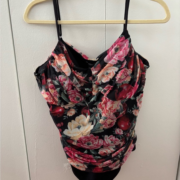 Express Tops - Floral Women's Top - Black and Pink